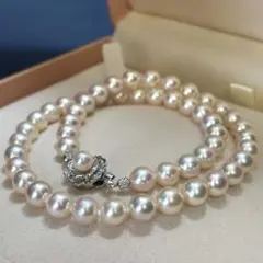 【テリ強✨】あこや真珠 8.0-8.5mm ネックレス 45cm SILVER