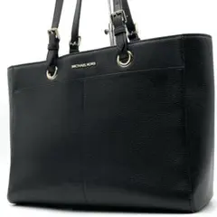 未使用級● マイケルコース トートバッグ 肩掛け 大容量 ロゴ金具 ブラック