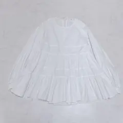 美品 yori ティアードフリルブラウス トップス 白 アイボリー 38 長袖 美品 yori ティアードフリルブラウス トップス 白 アイボリー 38 長袖