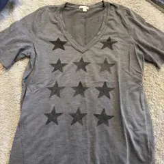 Gap Vネック Tシャツ スター柄 グレー Lサイズ