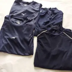 Mizuno ネイビー 半袖2枚 長袖2枚アンダーシャツ 140 少年野球