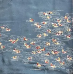 ちりめん 風呂敷 67×679鴛鴦柄 青 和柄