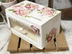 木製引き出しBOX※収納BOX※宝箱※樹脂粘土※デコパージュ薔薇