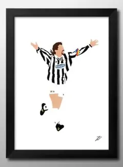 13652■A3アートポスター『ロベルト・バッジョ　サッカー』絵画 イラスト