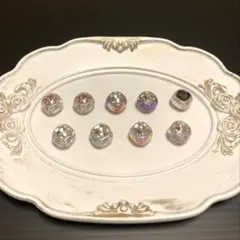 カスタムボールペン ビーズ オーロラ加工ビジュー付きスクエアチビビーズ