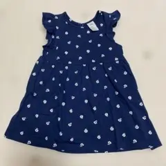 ②H&M ネイビー花柄フリル袖ワンピース