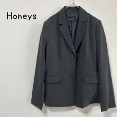 【美品】Honeys テーラードジャケット L ダークグレー レーヨン混