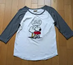 スヌーピー 刺繍ワッペン 七分袖Tシャツ S