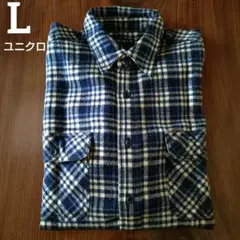 ユニクロ ネイビー ネルシャツ チェックシャツ l オールド