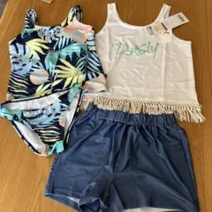 訳あり⭐️新品ラスティ(RUSTY) フリンジが可愛いセパレート 水着　150