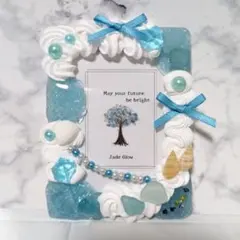 トレカケース　推し活　水色　ホイップ　デコ　レジンデコ【34】