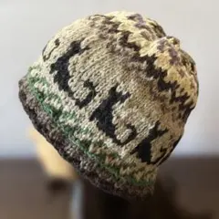 ビーニー キャップ　ニット帽子　クロシェハット　クラッシャーハット　柄　棒針編み