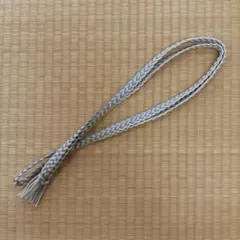 正絹　帯締め 撚り房(よりふさ) グレー　白　ホワイト