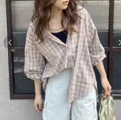 ungrid：【WEB限定】ルーズシルエットチェックシャツ