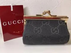 【新品未使用】GUCCI ブラックGGキャンバス がま口コインケース