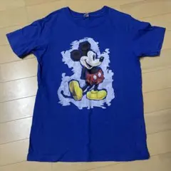 ミッキーマウス プリント Tシャツ 青