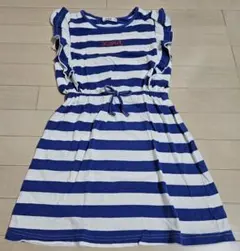 x-girl ノースリーブ ワンピース 青白ストライプ　130