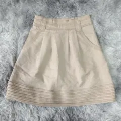 【Apuweiser-riche】ベージュ フレアスカート (S) 綿混 麻混