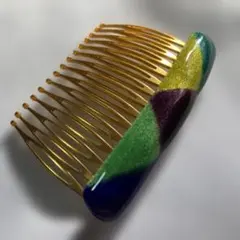 (送料無料)多色装飾の金色コーム　髪飾り　ヘアアクセサリー