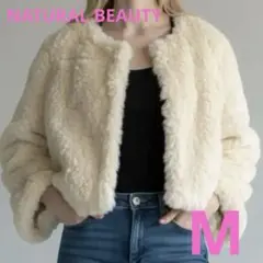 NATURAL BEAUTY アイボリー ファーコート Mのサムネイル