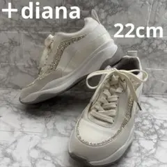 美品　+diana大人可愛いパールリボンシューアクセ付きスニーカー23.5 美品 +diana大人可愛いパールリボンシューアクセ付きスニーカー23.5