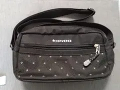 CONVERSE メッシュ星柄 ショルダーバッグ ブラック ナイロン 中古品