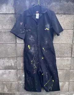 Dickies 半袖 オールインワン ペイント カスタム ブラック メンズM