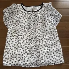 花柄 フリル 半袖 ブラウス