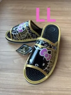 新品　 ハローキティ メンズ　健康サンダル ブラック ゴールド LLサイズ