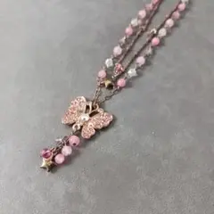 060/良品 ANNA SUI アナスイ ペンダントネックレス 蝶 ピンクのサムネイル