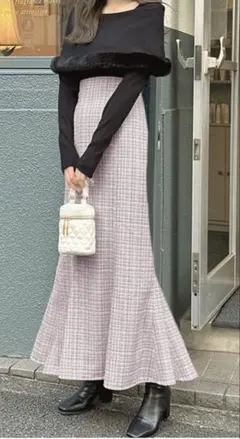 《GRL》ラメチェックツイードマーメイドスカート[dk1080]