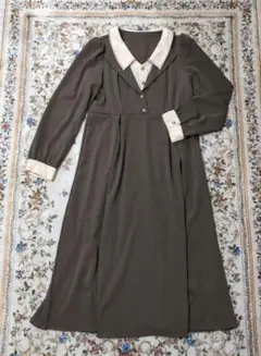 グレーのシャツワンピース 長袖
