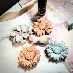 【匿名配送】お花と小鳥のアロマストーン 5点セット（ひまわり・ガーベラ）