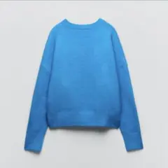ZARA◎ザラ ソフトニットセーター　ターコイズブルー　クルーネックプルオーバー