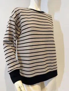 ボーダーニット ゆるだぼ ベージュ黒 オーバーサイズ