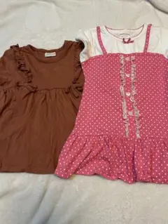 #107petit ange チュニックセット ブラウン・ピンク　120