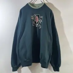 K-8 ヴィンテージ top stitch 刺繍ロゴ スウェット ダークグリーン