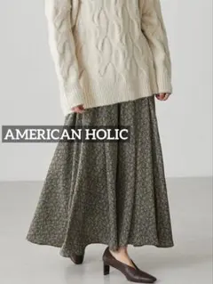 k0702 AMERICAN HOLIC ウエストタックフレアスカート