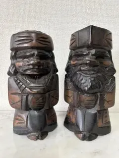アイヌ　夫婦人形　木彫り　民芸品