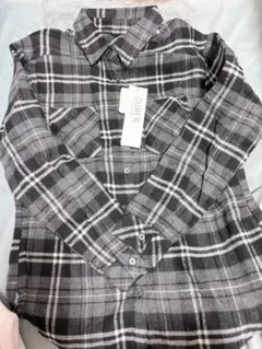 グレー チェック柄 長袖シャツ Lサイズ