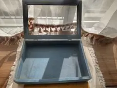 青い木製ディスプレイボックス　トレイ