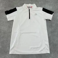 adidas アディダス　半袖Tシャツ　ジップアップ　ゴルフ　白　黒
