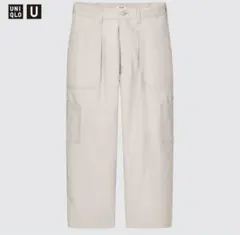 美品 UNIQLO U ワイドフィットベイカーパンツ 30ナチュラル 73