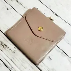 【美しい本革】　IL BISONTE　がま口折り財布　バイソン刻印　Wフェイス