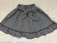 evelyn ギンガムチェックリボンフレアスカート