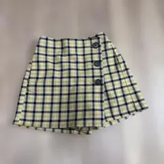 イエローと黒のチェック柄巻きスカート風　キュロット GU 130