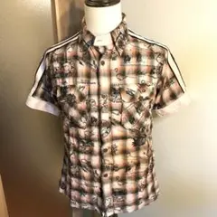 メンズ【美品 アヴィレックス】M 半袖 シャツ チェック 総柄 US ミリタリー