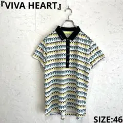 大きいサイズ　ゴルフウェア【VIVA HEART】ロゴプリント半袖ポロシャツ46