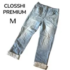 しまむら CLOSSHI PREMIUM クロップドデニム　裾レース　Mのサムネイル