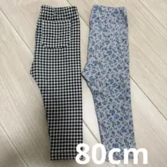 ユニクロ　レギンス　80cm 2枚セット　花柄　チェック